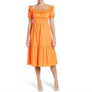 BCBGENERATION Orange Tiered Midi Dress